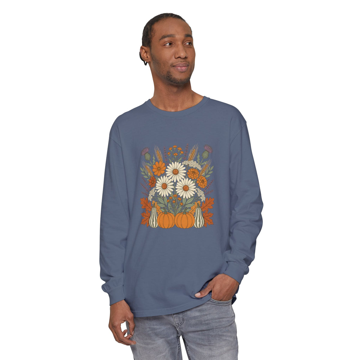 Fall Wildflower Bouquet Daisies and Thistles Long Sleeve Tee