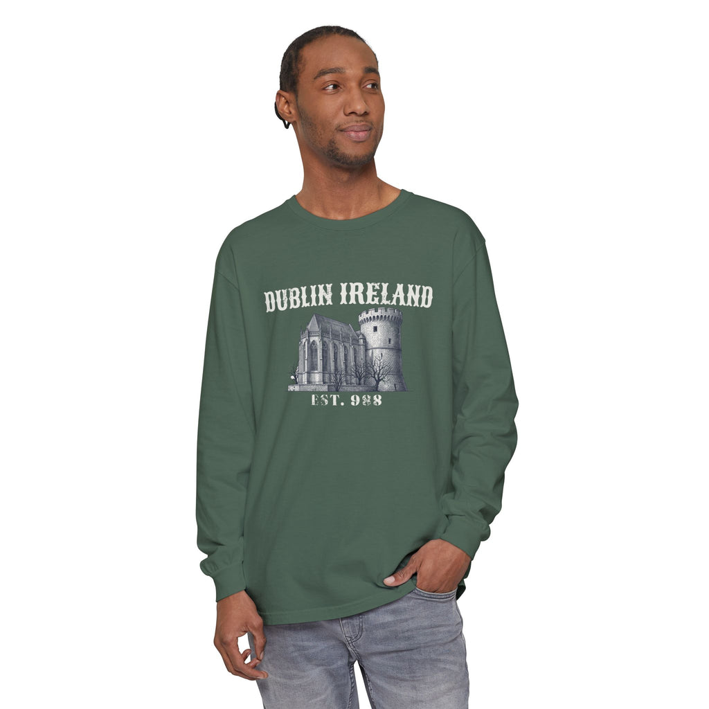 Dublin Ireland Castle Pen and Ink Sketch Long Sleeve Tee