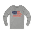 Iowa American Flag Map Long Sleeve Tee