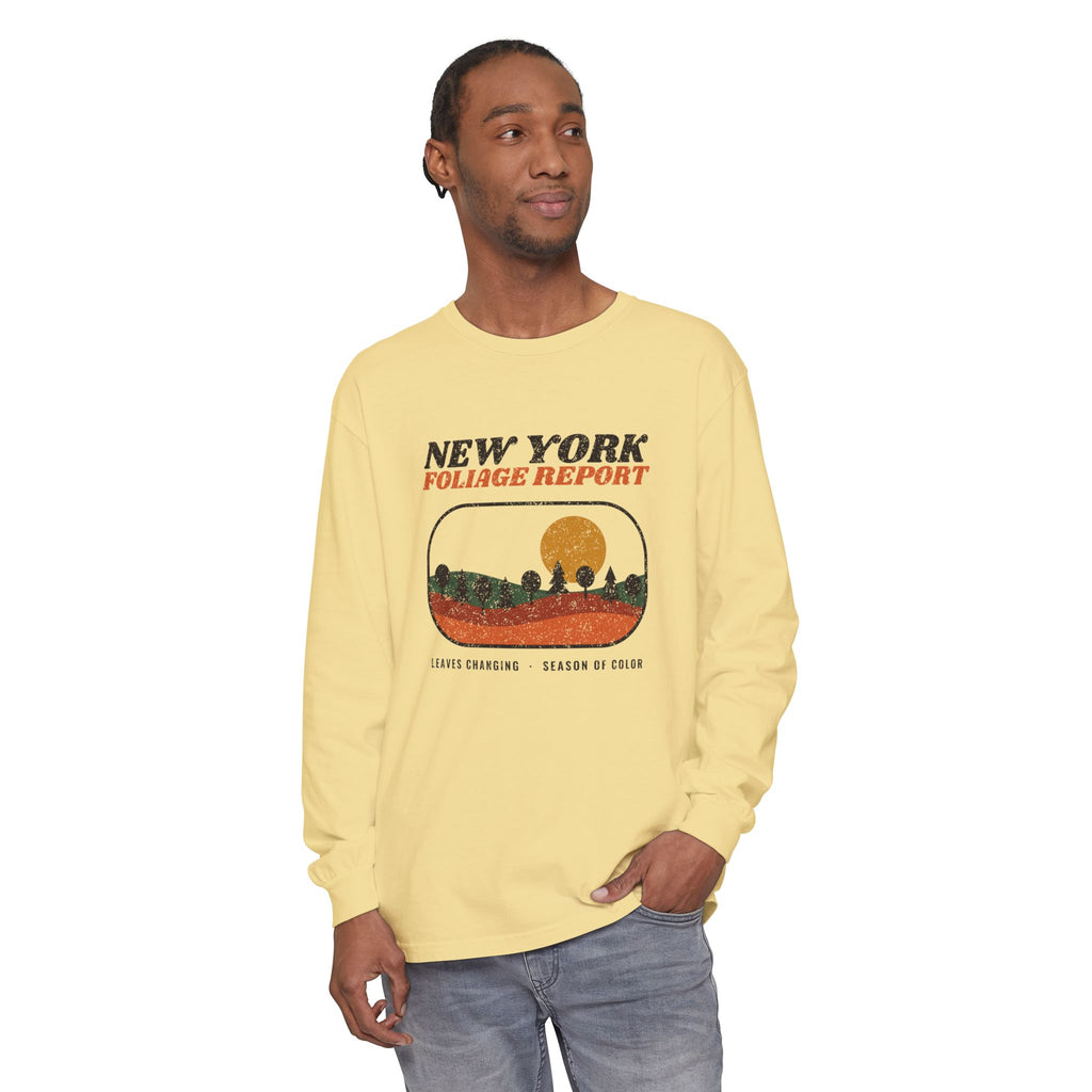 New York Foliage Report Retro Landscape Long Sleeve Tee