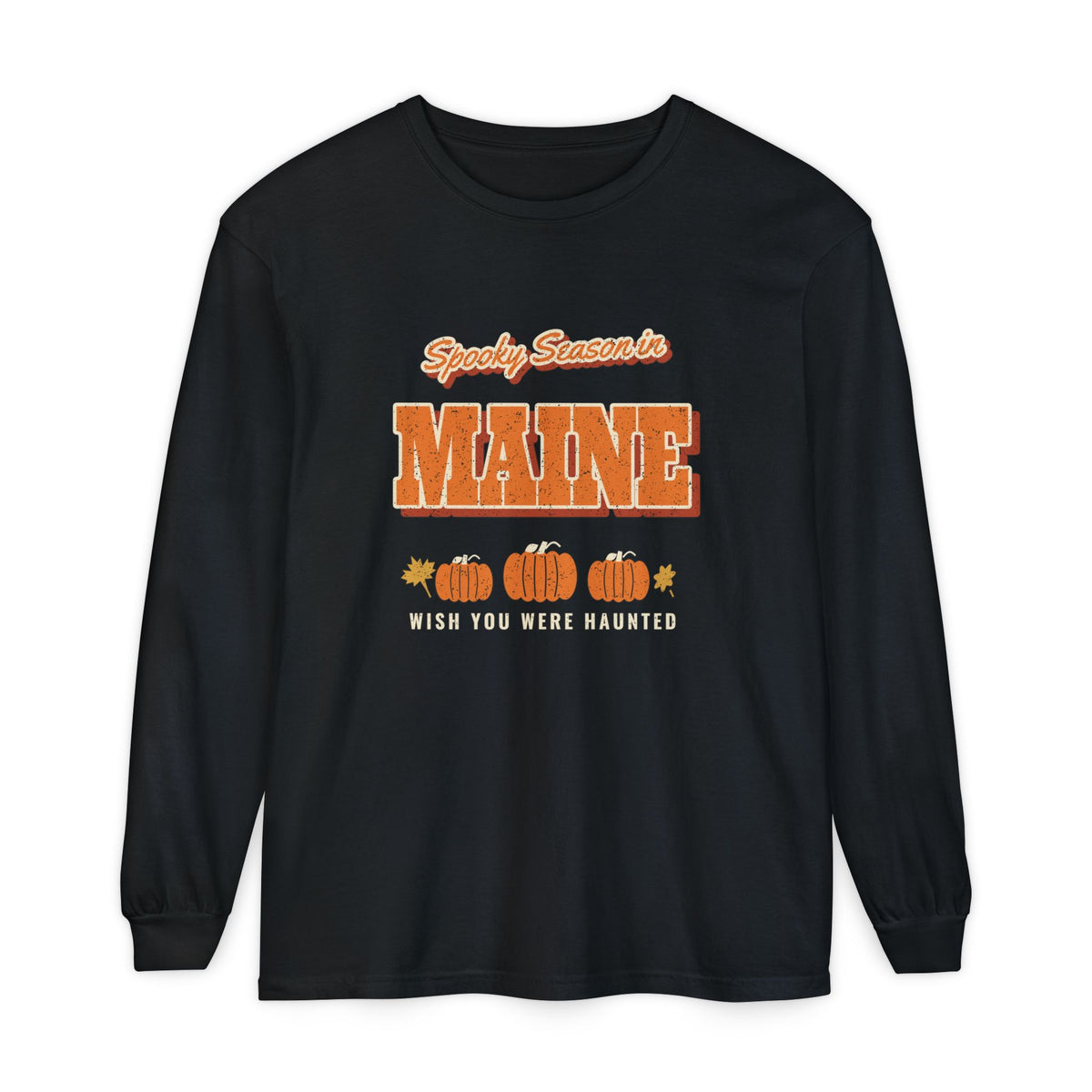 Spooky Season in Maine Vintage Postcard Long Sleeve Tee