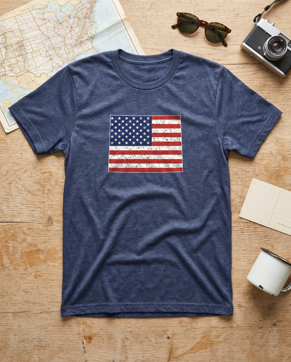 Wyoming American Flag Map T-Shirt (photo)
