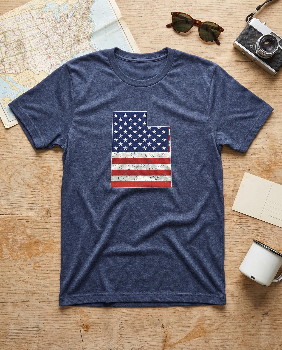 Utah American Flag Map T-Shirt (photo)