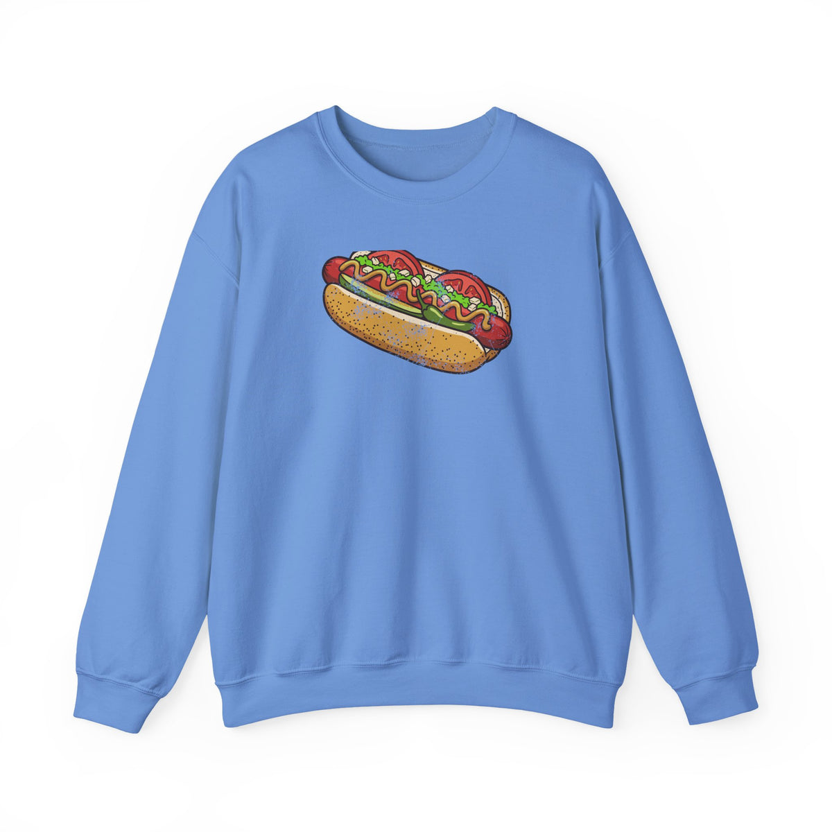 Chicago Style Hot Dog Retro Food Illustration Crewneck Sweatshirt