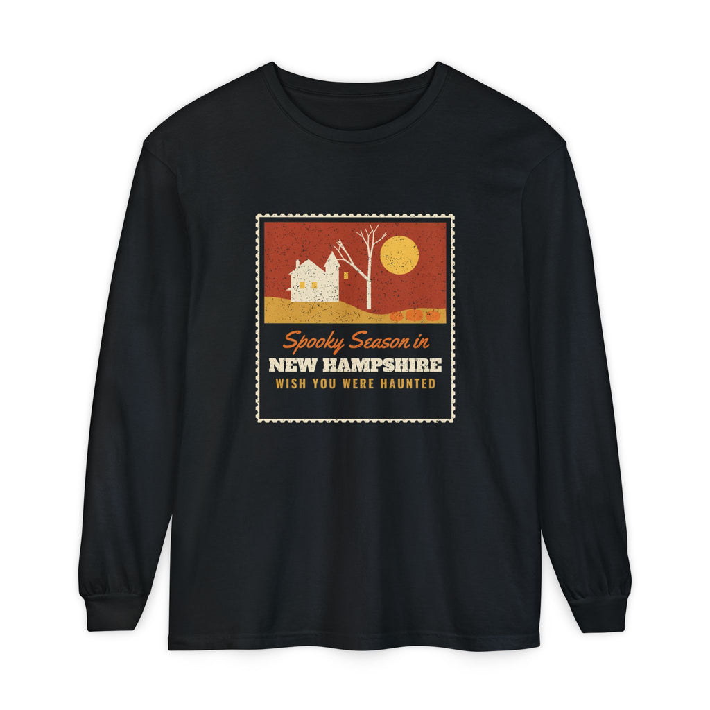 Spooky Season in New Hampshire Haunted Postcard Long Sleeve Tee