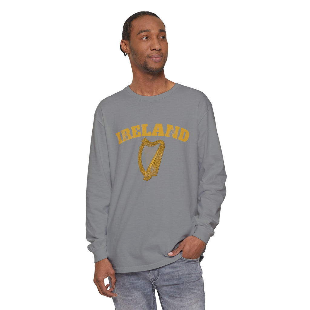 Ireland Vintage Celtic Harp Knotwork Long Sleeve Tee
