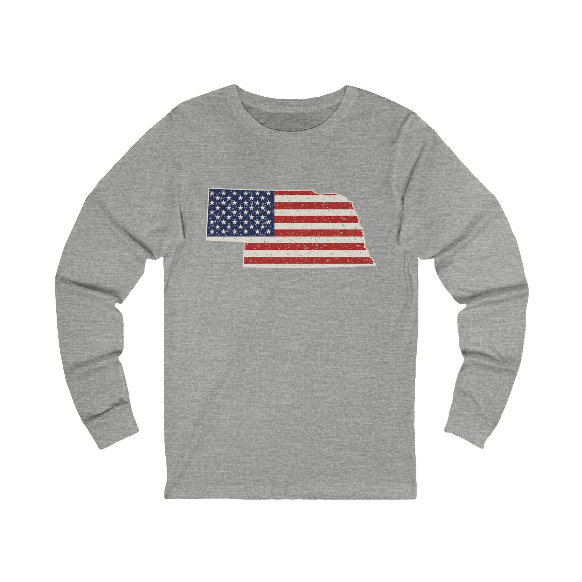 Nebraska American Flag Map Long Sleeve Tee