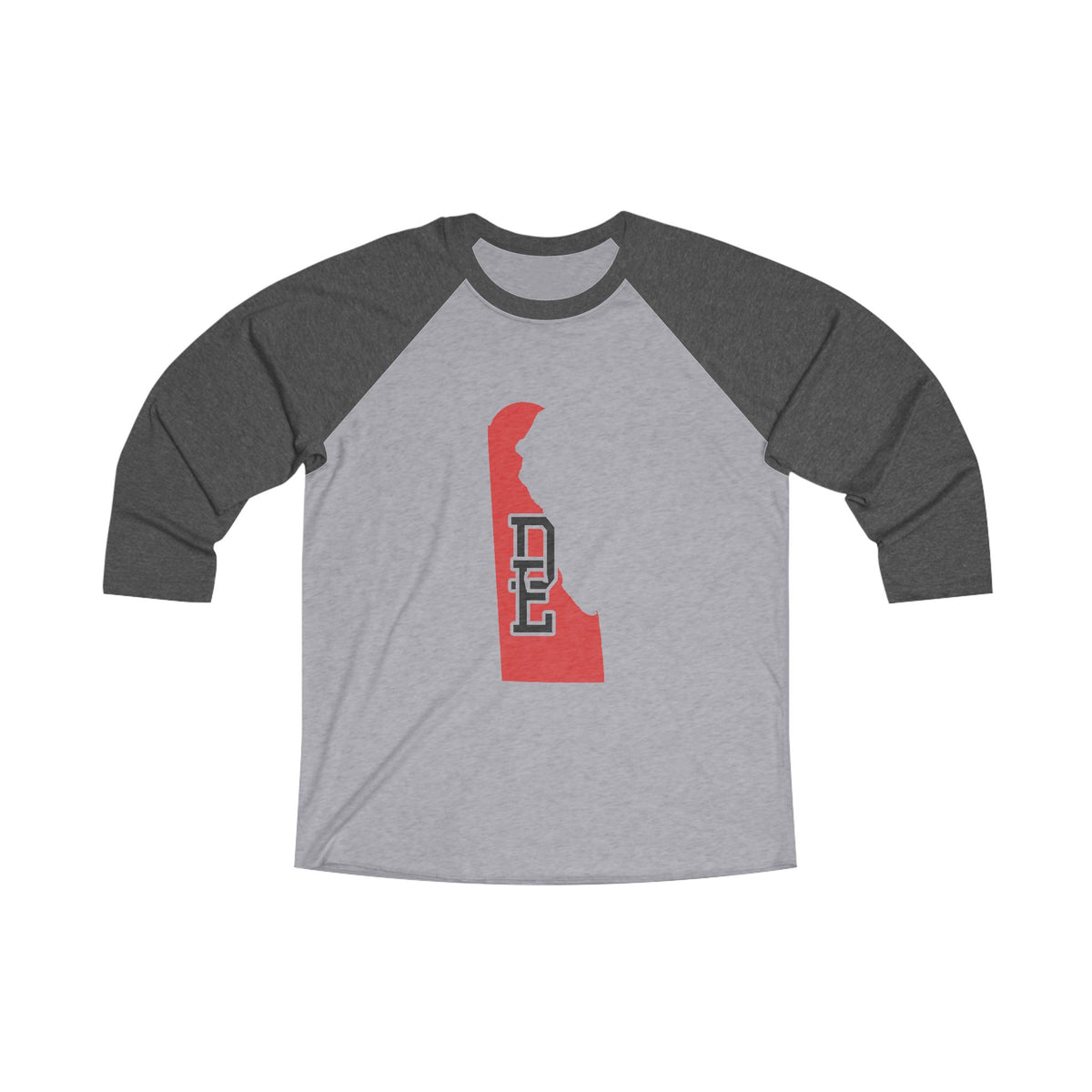 Delaware Varsity Monogram Map Raglan 3/4 Sleeve Tee