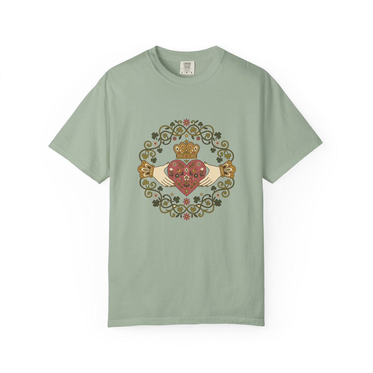 Claddagh Florals Folk Art Shamrock Wreath T-Shirt
