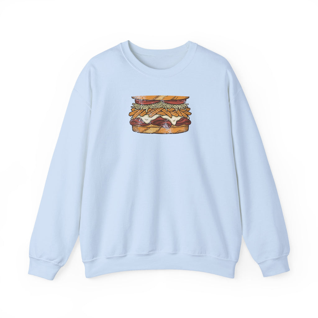 Pittsburgh Fries and Slaw Sandwich Food Illustration Crewneck Sweatshirt