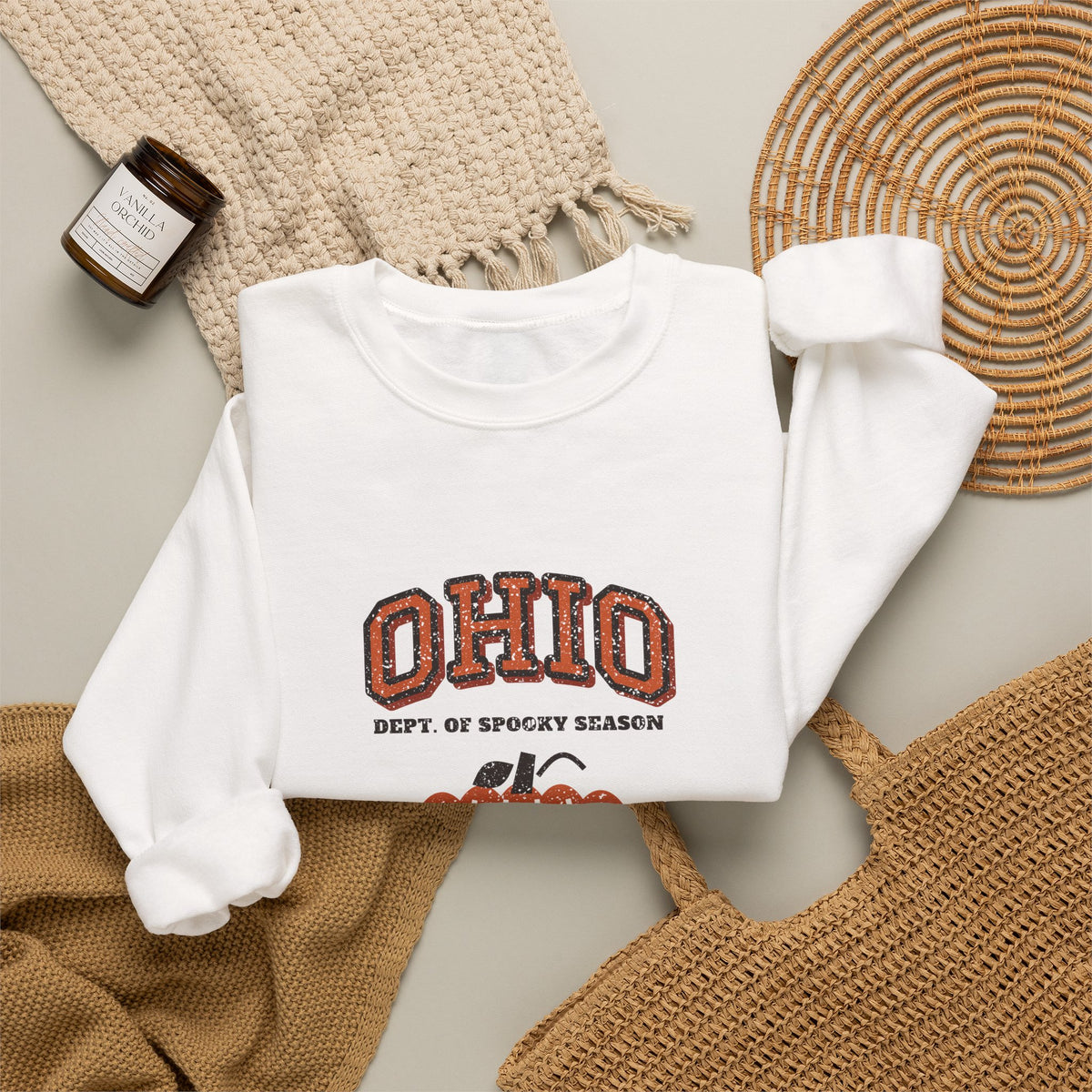 Ohio Dept. of Spooky Season Varsity Crewneck Sweatshirt