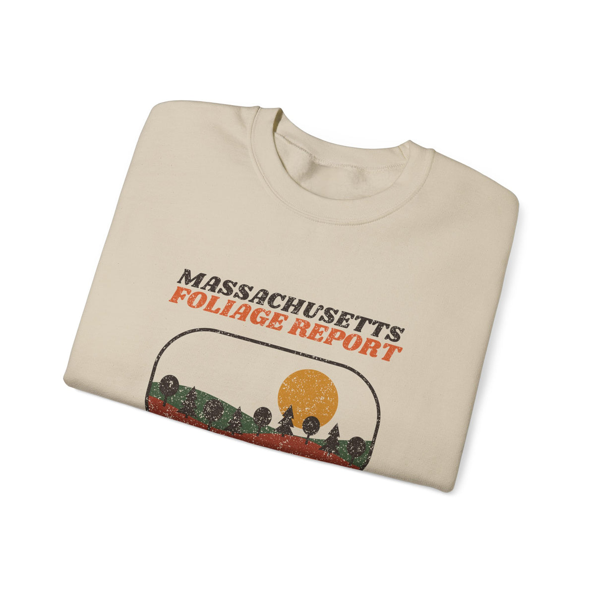 Massachusetts Foliage Report Retro Landscape Crewneck Sweatshirt