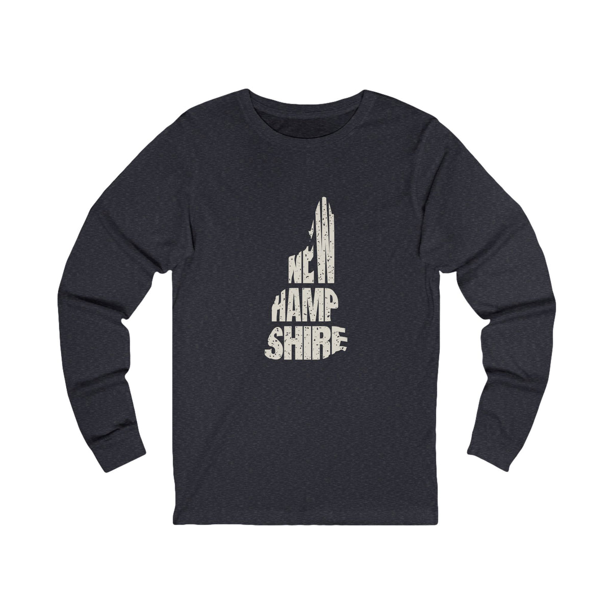 New Hampshire Vintage Letters Map Long Sleeve Tee