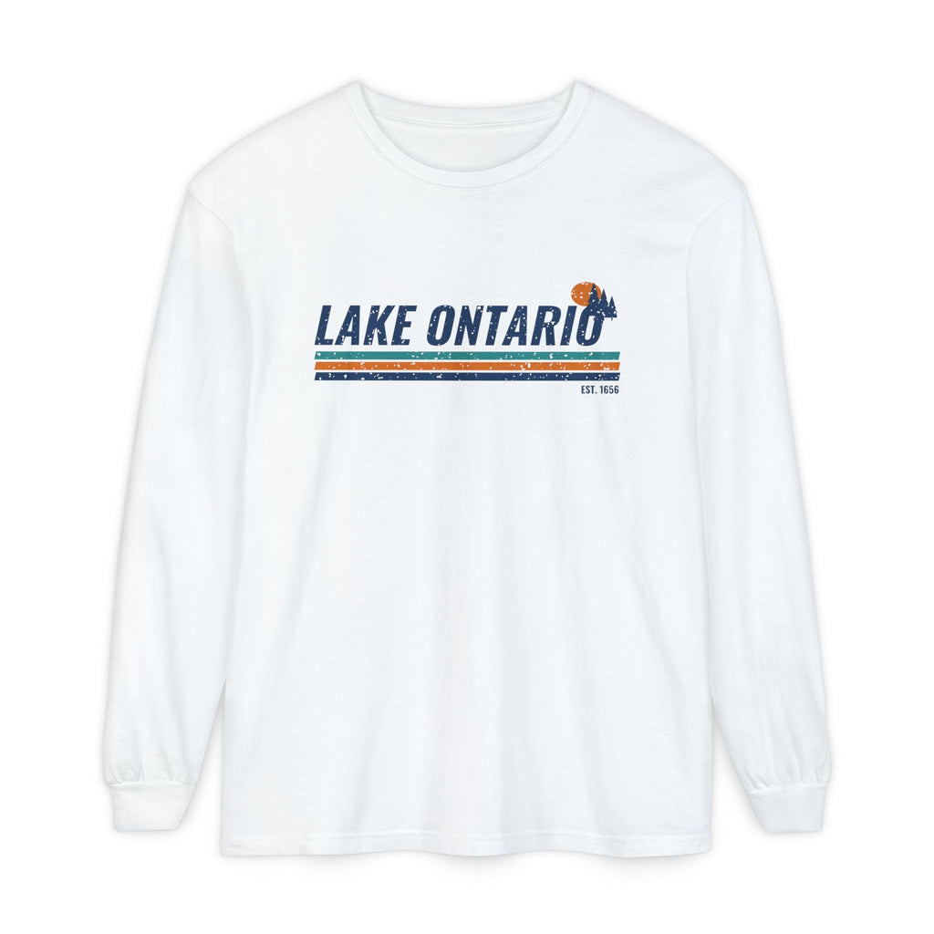 Lake Ontario Est 1656 Retro Stripe Long Sleeve Tee