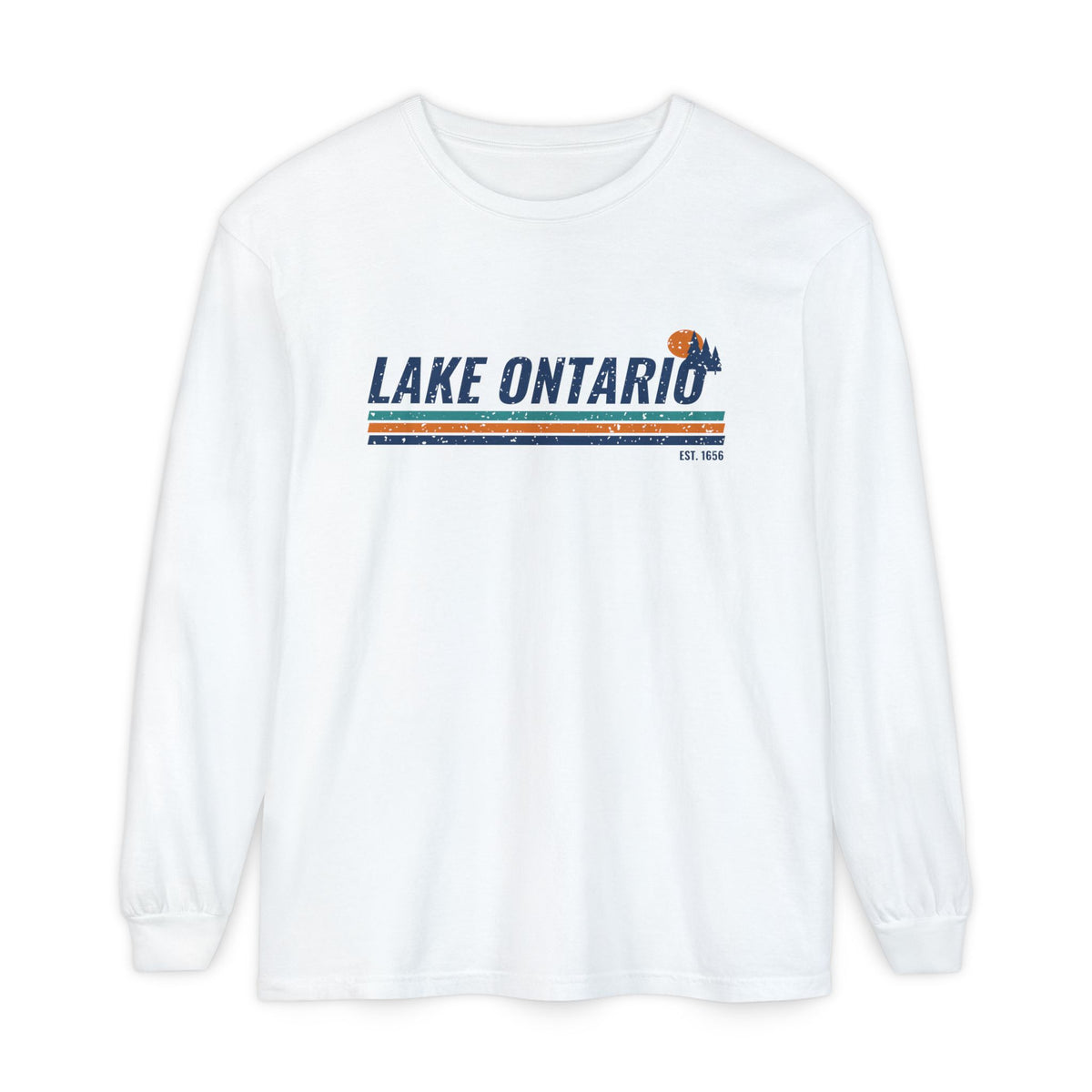 Lake Ontario Est 1656 Retro Stripe Long Sleeve Tee