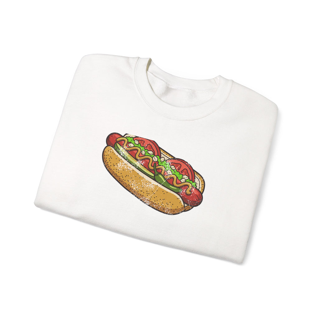 Chicago Style Hot Dog Retro Food Illustration Crewneck Sweatshirt