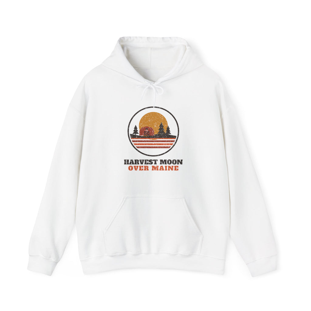 Harvest Moon Over Maine Retro Badge Hoodie
