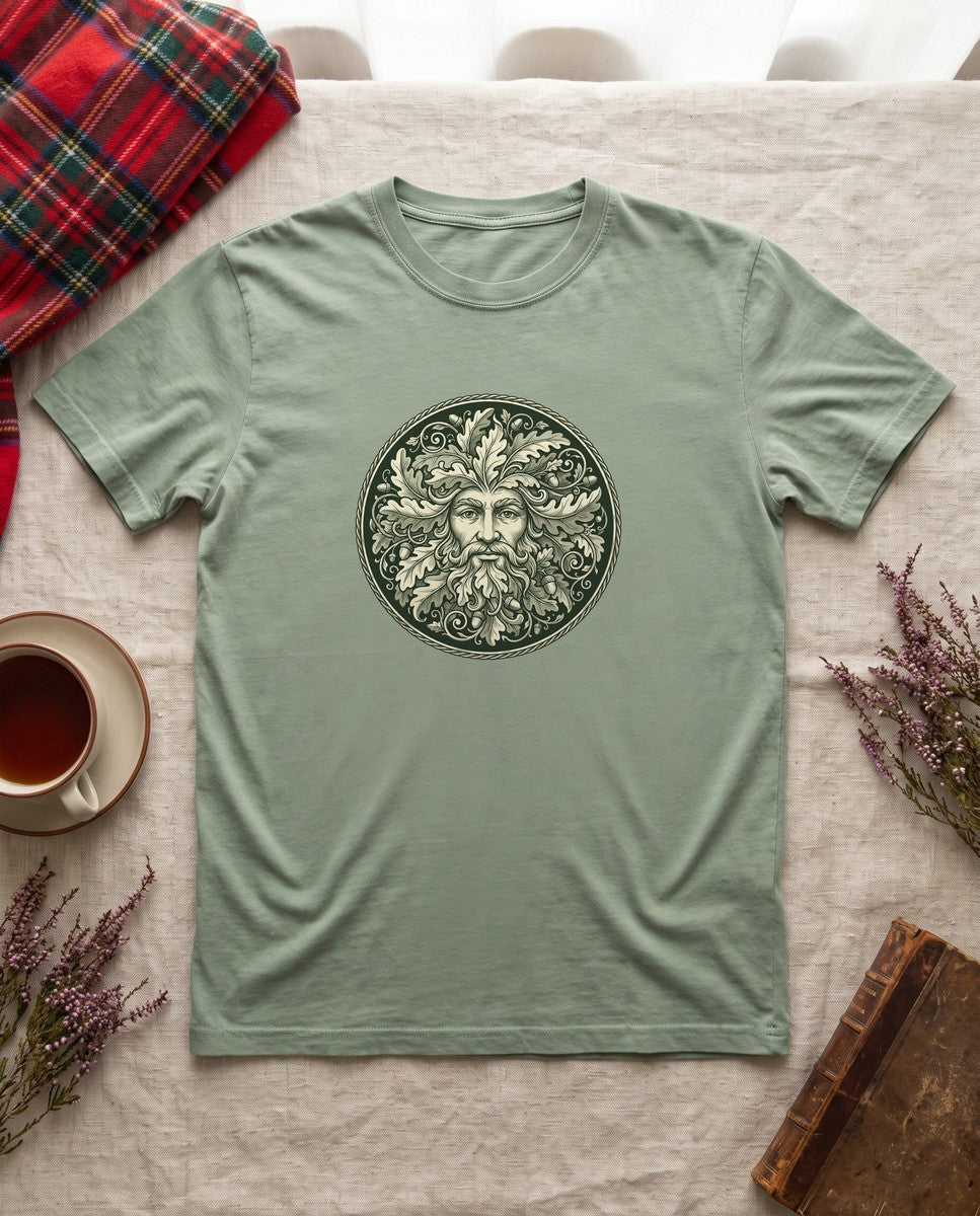 Green Man Oak Leaf and Acorn Medallion T-Shirt (photo)