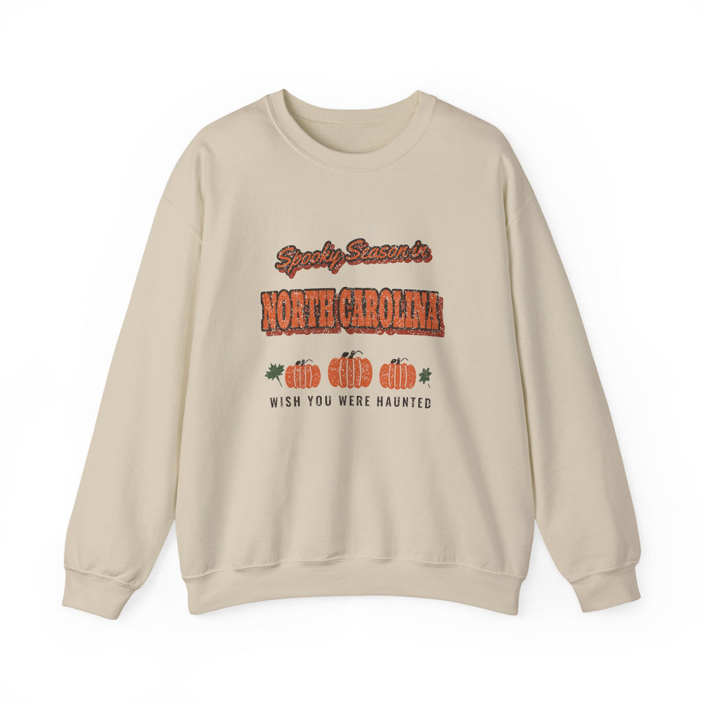 Spooky Season in North Carolina Vintage Postcard Crewneck Sweatshirt