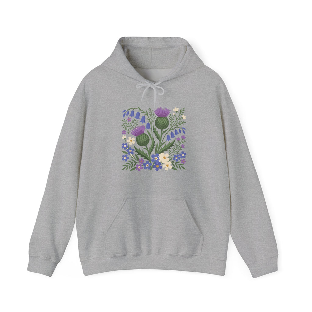 Scottish Thistle Floral Folk Art Bluebells Hoodie