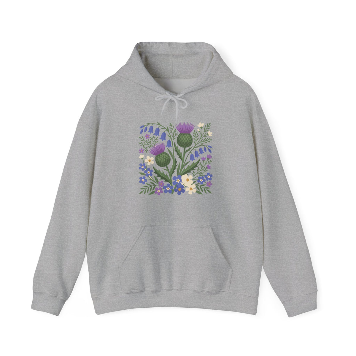 Scottish Thistle Floral Folk Art Bluebells Hoodie