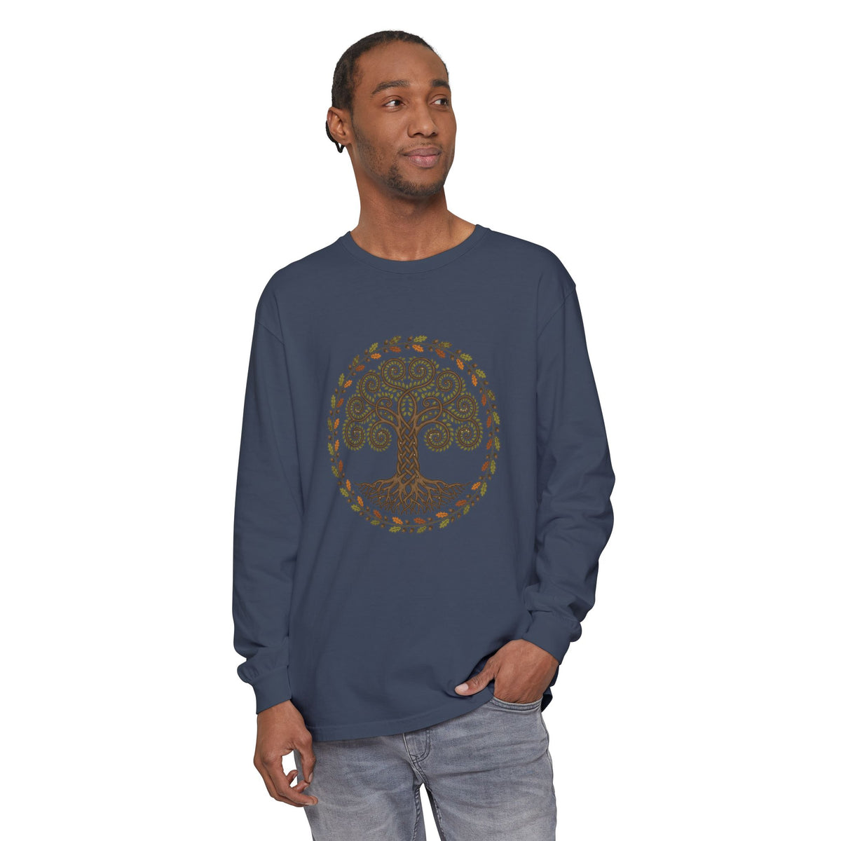 Celtic Tree of Life Autumn Oak Wreath Long Sleeve Tee