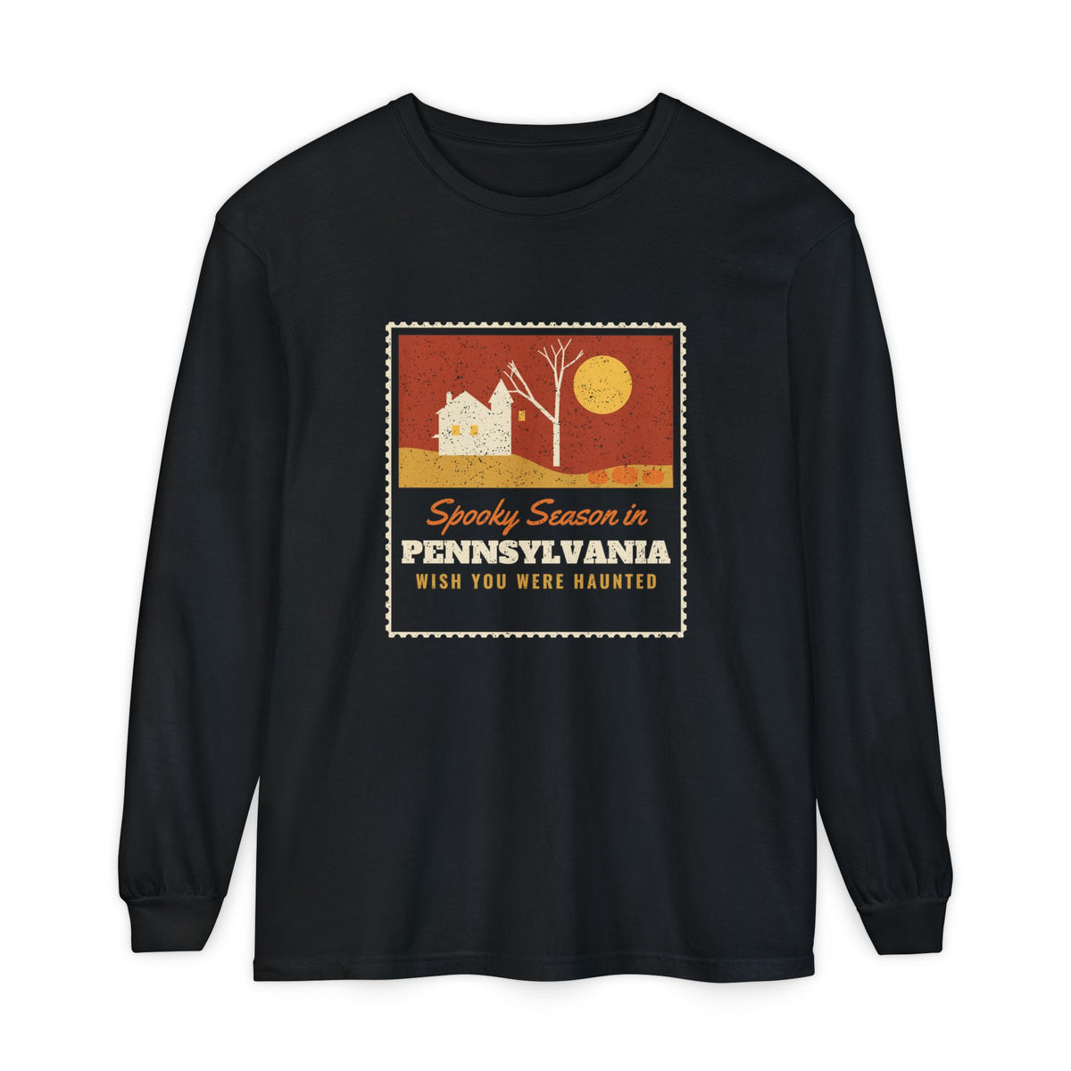 Spooky Season in Pennsylvania Haunted Postcard Long Sleeve Tee