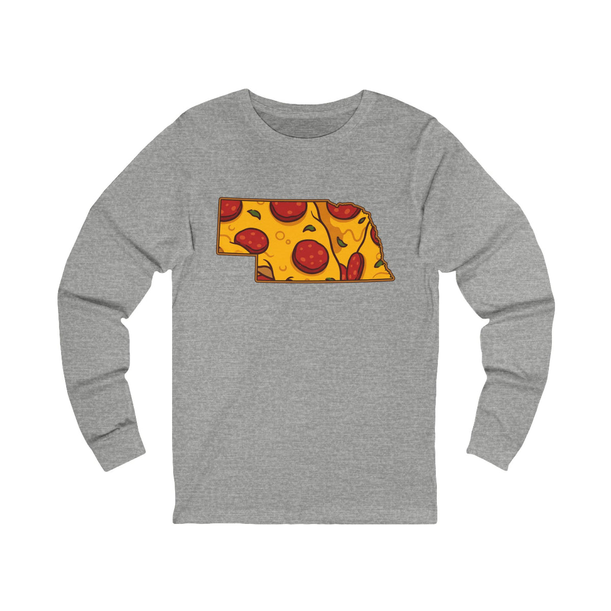 Nebraska Pizza Map Long Sleeve Tee