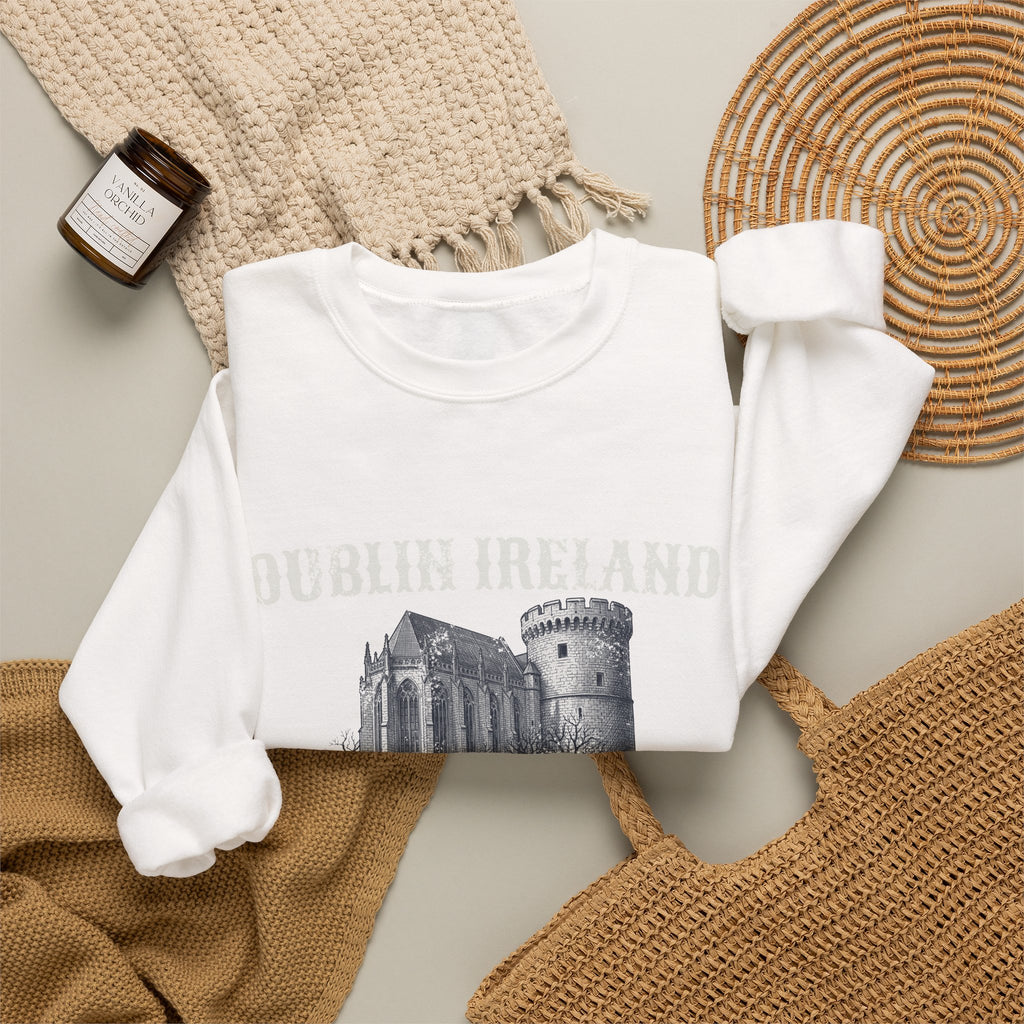 Dublin Ireland Castle Pen and Ink Sketch Crewneck Sweatshirt