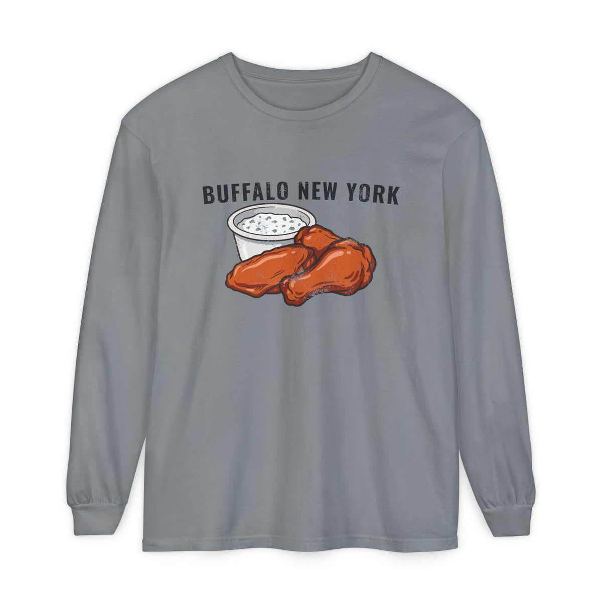 Buffalo Wings Blue Cheese Retro Food Illustration Long Sleeve Tee
