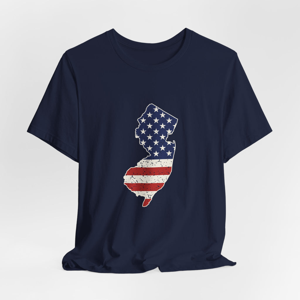 New Jersey American Flag Map T-Shirt