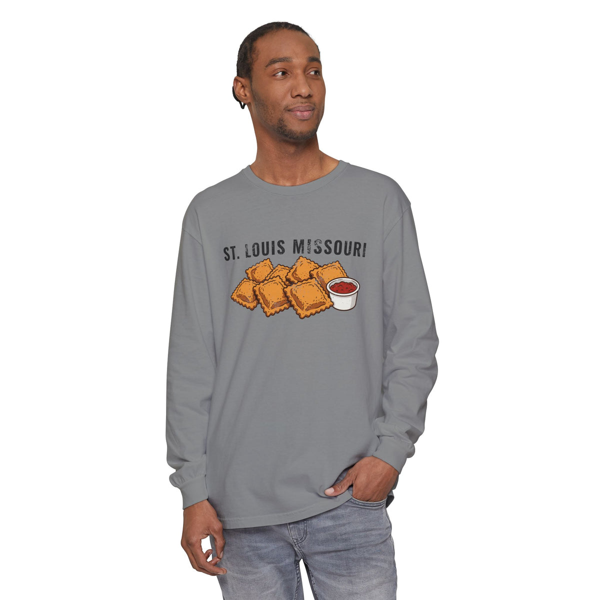 St Louis Toasted Ravioli Retro Food Illustration Long Sleeve Tee