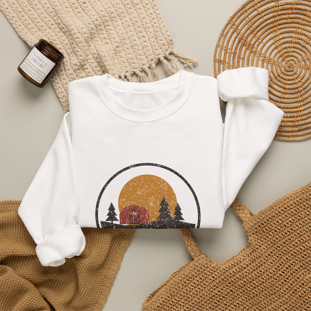 Harvest Moon Over New York Retro Badge Crewneck Sweatshirt