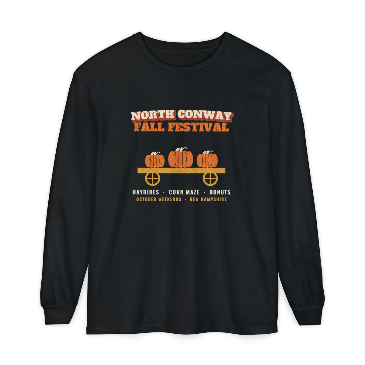 North Conway New Hampshire Fall Festival Hay Wagon Long Sleeve Tee