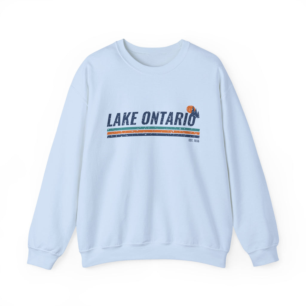 Lake Ontario Est 1656 Retro Stripe Crewneck Sweatshirt