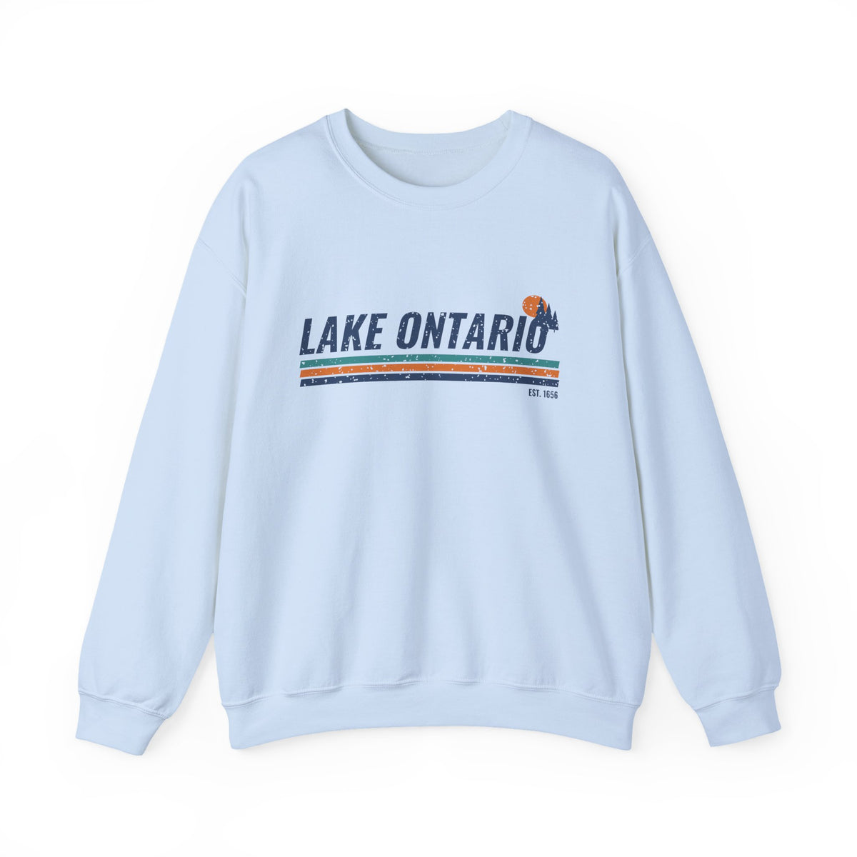 Lake Ontario Est 1656 Retro Stripe Crewneck Sweatshirt