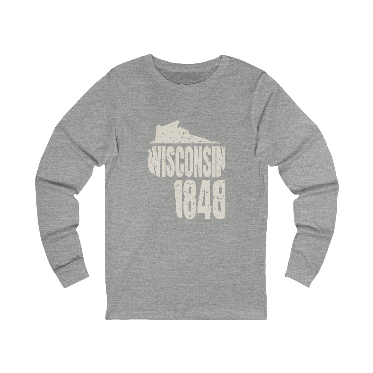 Wisconsin Vintage Letters Map Long Sleeve Tee