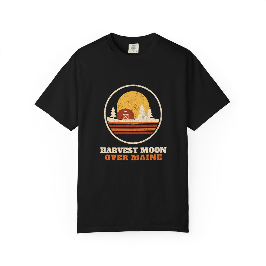 Harvest Moon Over Maine Retro Badge T-Shirt