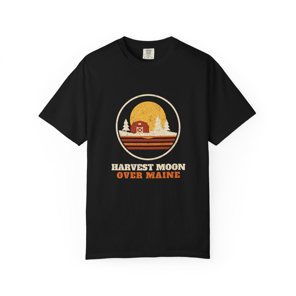 Harvest Moon Over Maine Retro Badge T-Shirt