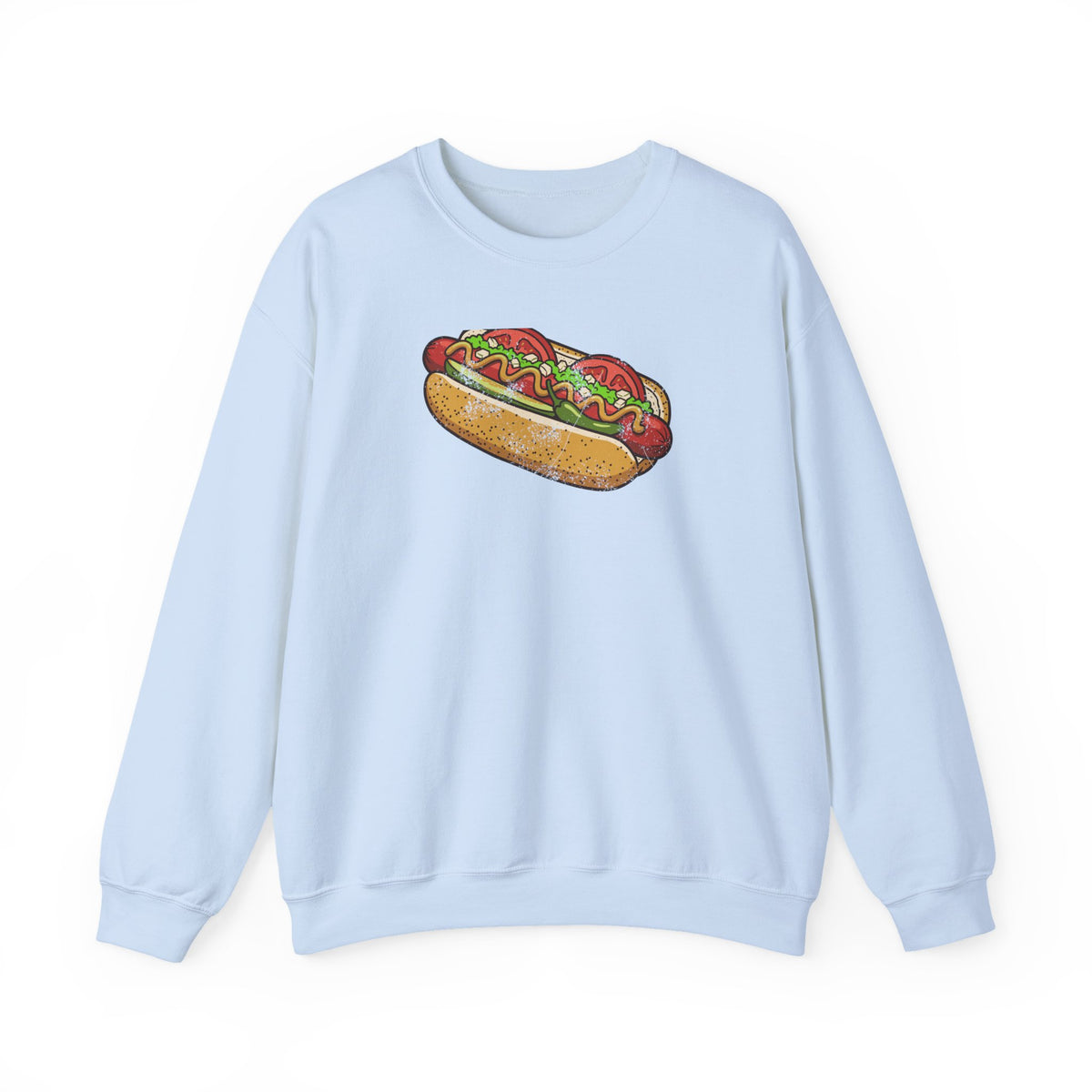 Chicago Style Hot Dog Retro Food Illustration Crewneck Sweatshirt