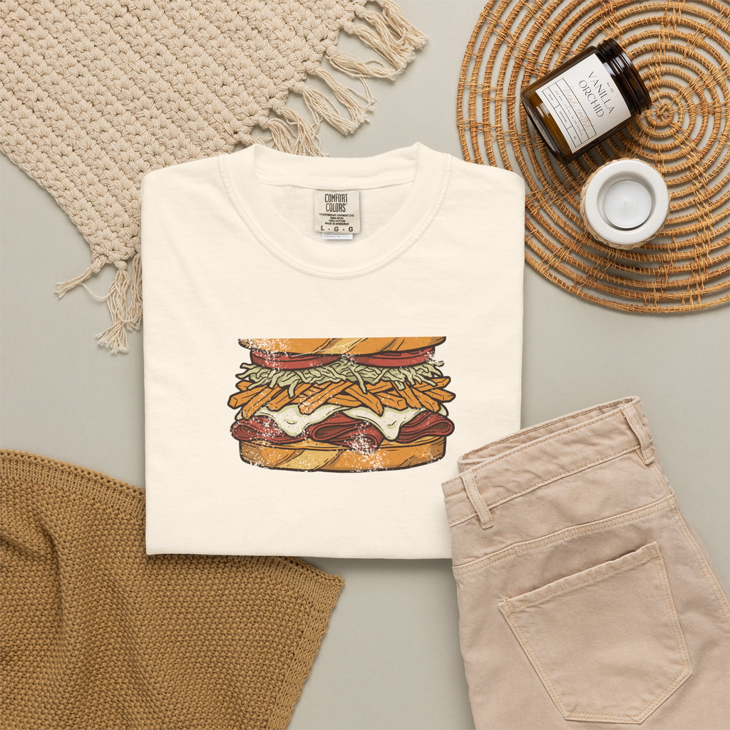 Pittsburgh Fries and Slaw Sandwich Food Illustration T-Shirt