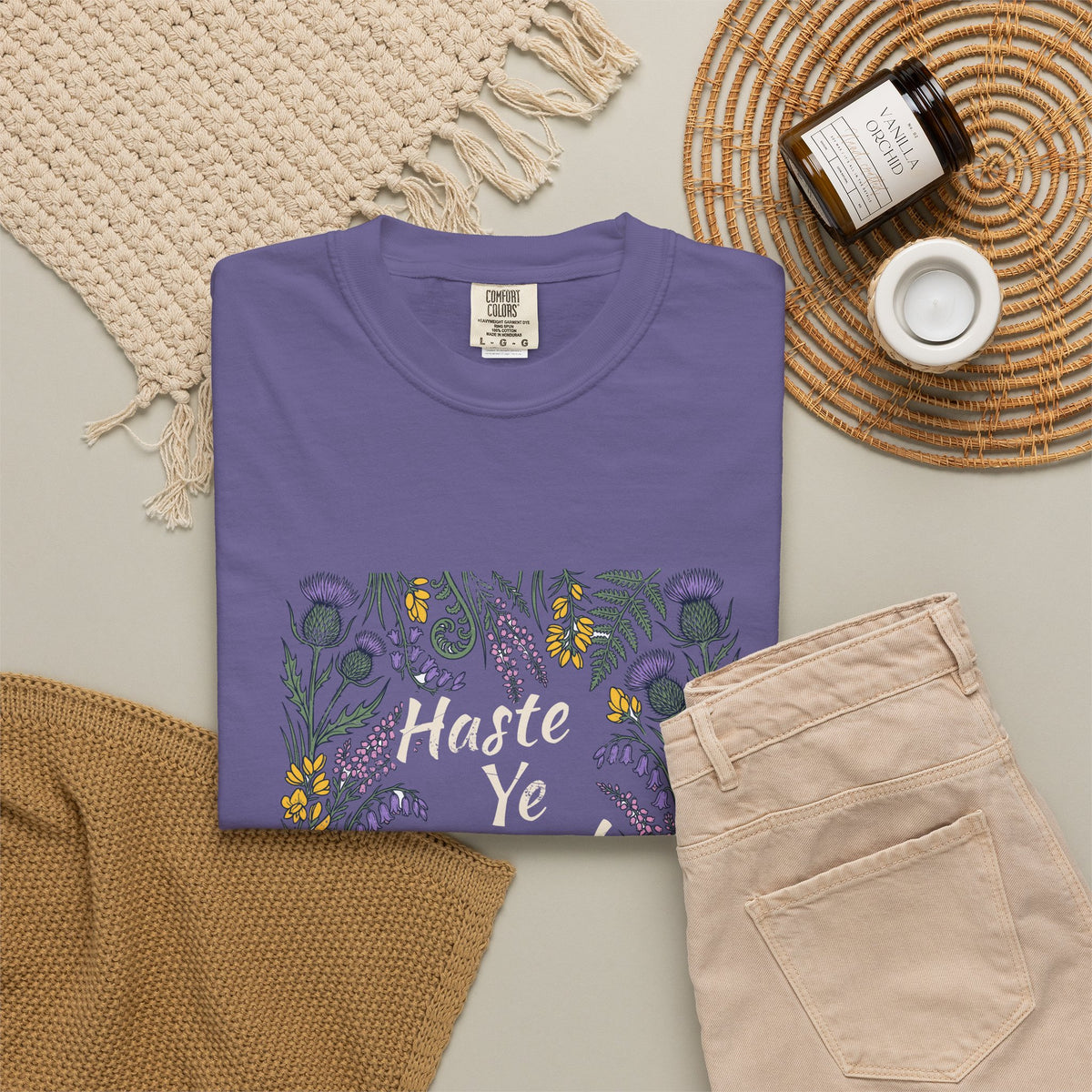 Haste Ye Back Scotland Thistle Wildflowers T-Shirt