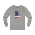 Rhode Island American Flag Map Long Sleeve Tee