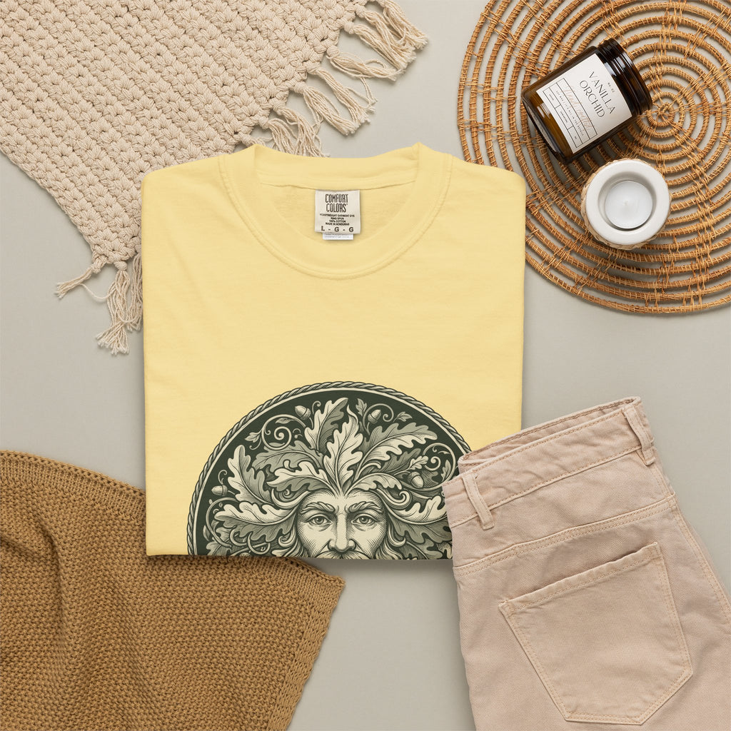 Green Man Oak Leaf and Acorn Medallion T-Shirt