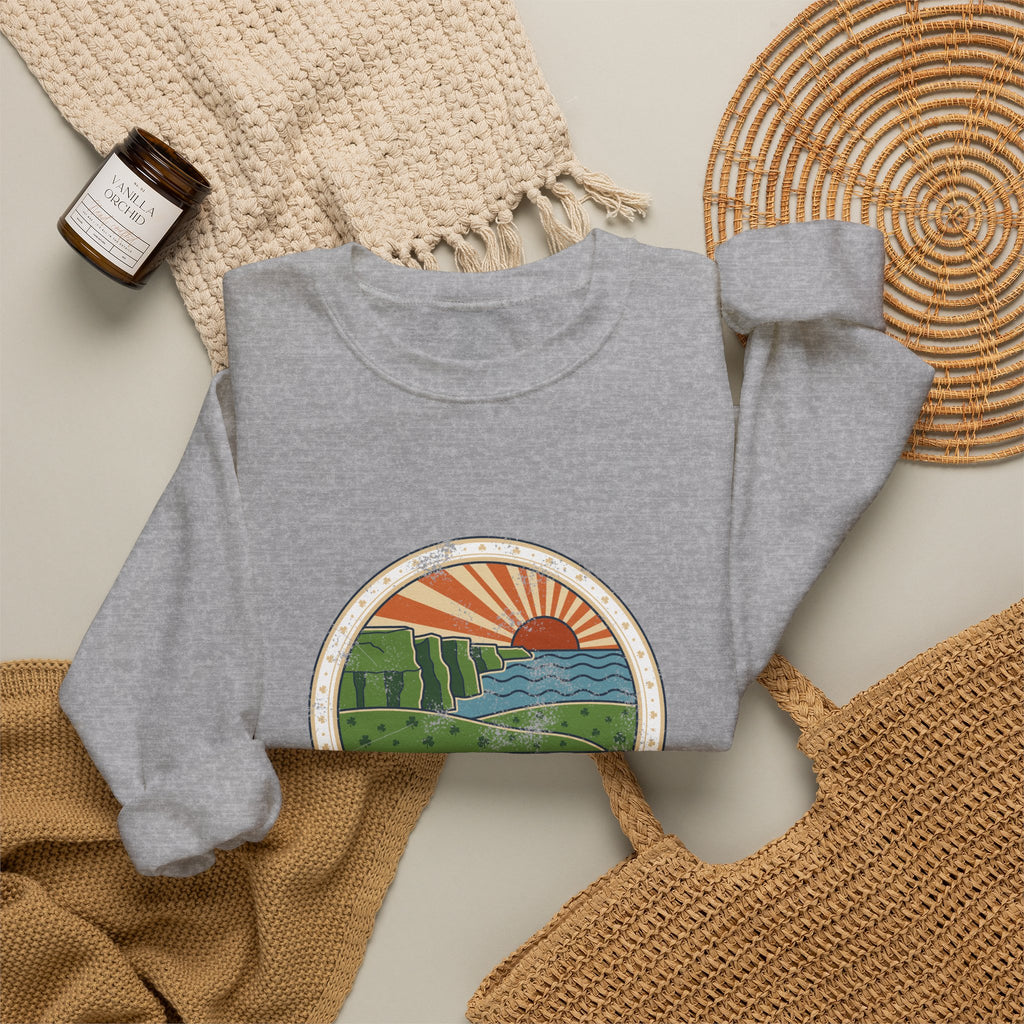 Just a Girl Who Loves Ireland Sea Cliffs Sunburst Crewneck Sweatshirt