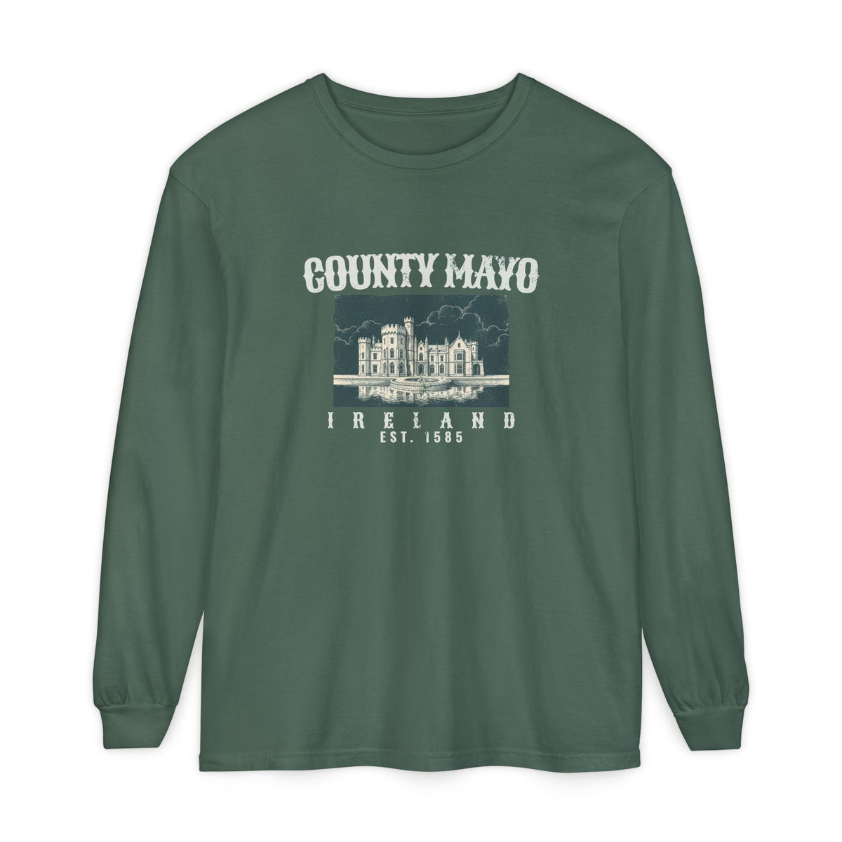 County Mayo Ireland Est 1585 Lakeside Castle Long Sleeve Tee