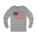 North Dakota American Flag Map Long Sleeve Tee
