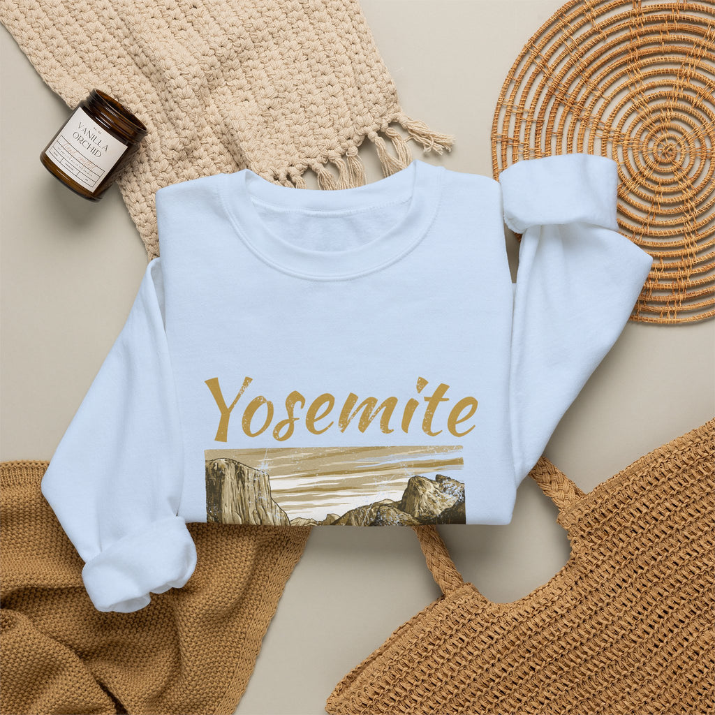 Yosemite Valley Est 1890 Granite Cliffs Engraving Crewneck Sweatshirt