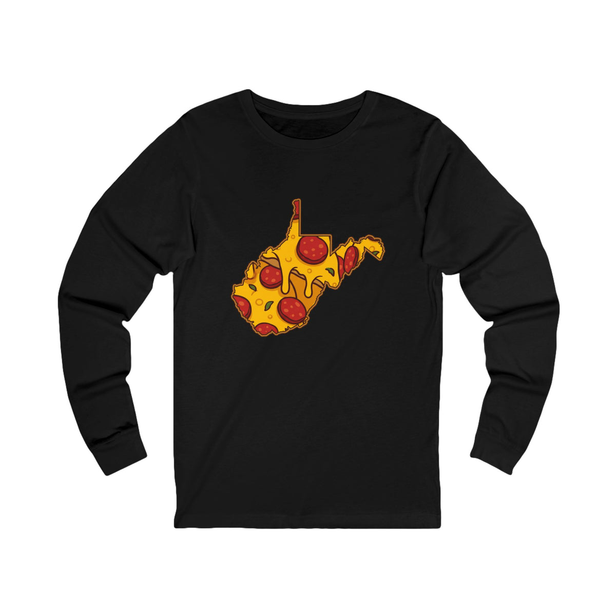 West Virginia Pizza Map Long Sleeve Tee