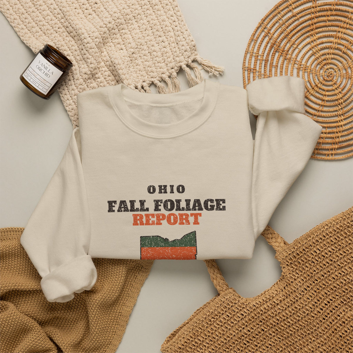 Ohio Fall Foliage Report Map Crewneck Sweatshirt